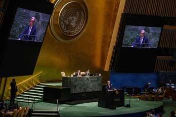 El secretario general de la ONU, Antonio Guterres, interviene en la Asamblea General.