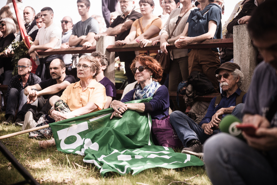 Les manifestants se sont rassemblés autour du lieu où avait été plantée une greffe de l'arbre de Gernika en 1963.