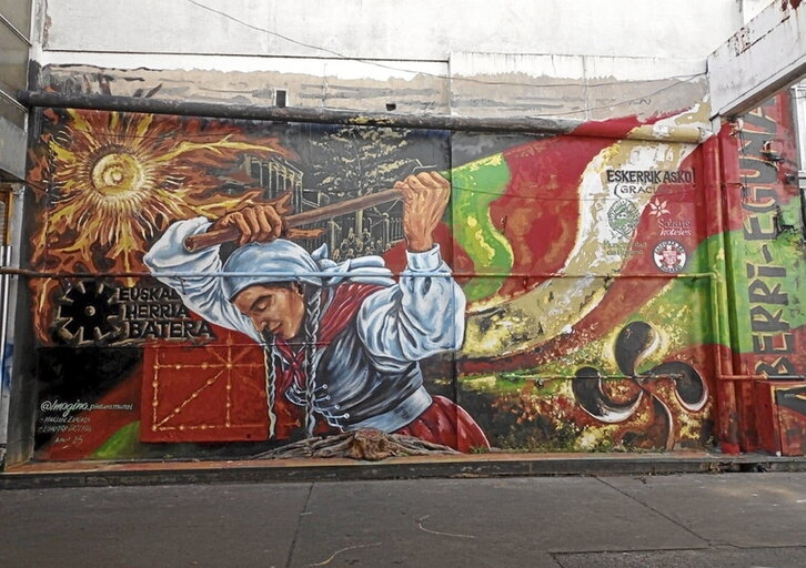 Imagen del mural dedicado a Euskal Herria en la ciudad argentina de Rosario.