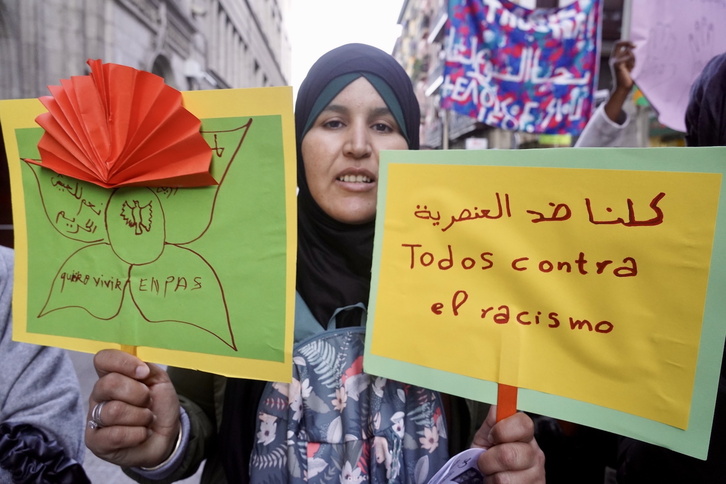 Arrazakeriaren aurkako mezuak mobilizazio batean Bilbon, artxiboko irudian.