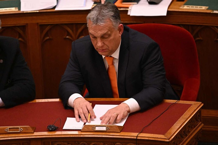 El presidente de Hungría, Viktor Orban, durante una sesión en el Parlamento. 