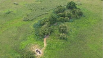 Arkeologoak ‘cerrito’ batean lanean. 
