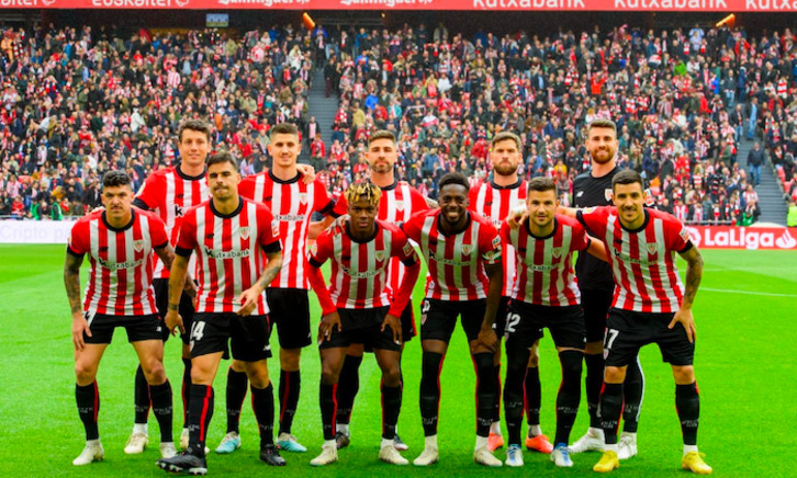 Once inicial del Athleti en el derbi ante la Real.
