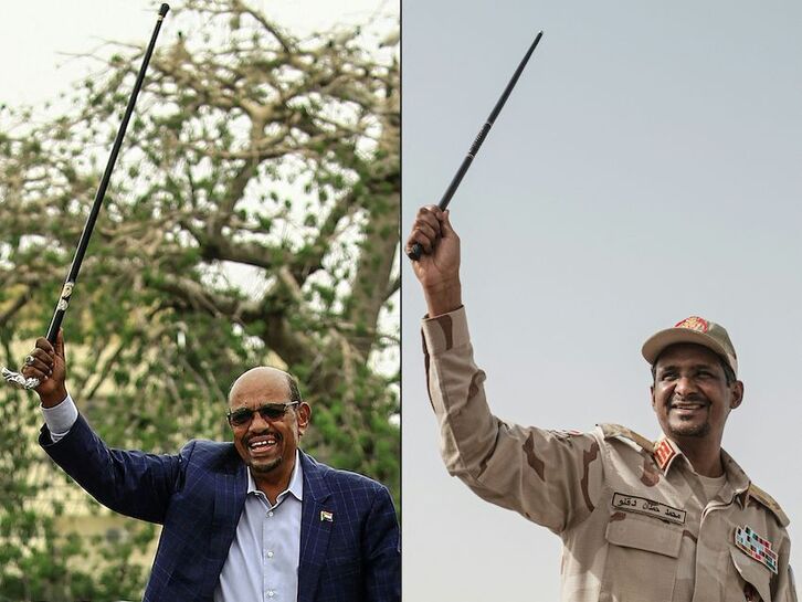El derrocado presidente sudanés, Al-Bashir, y el líder paramilitar, «Hemedti».
