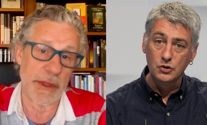 Javier Ares kazetaria eta EH Bilduko Oskar Matute.