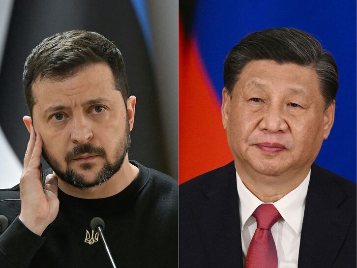 El presidente ucraniano, Volodimir Zelenski y su homólogo chino, Xi Jinping.