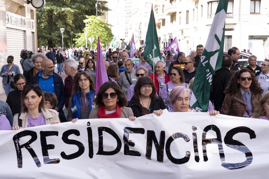 Trabajadoras de las residencias, en la movilización convocada por ELA por este Primero de Mayo. 