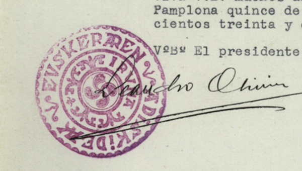 Sello de la asociación Amigos del Euskera-Euskeraren Adiskideak. (ARCHIVO GENERAL DE NAFARROA)