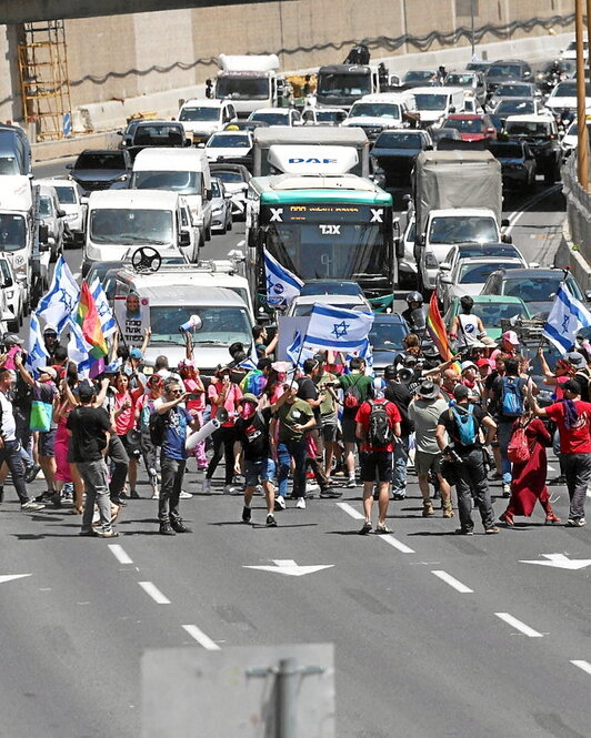 Corte de carretera en Tel Aviv.