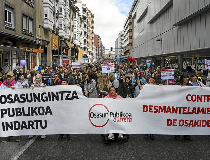 Manifestación en defensa de la sanidad pública, celebrada el pasado 22 de abril                                  en Gasteiz.
