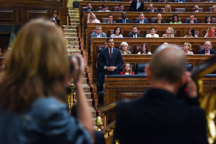 La bancada del PSOE, durante una intervención de Pedro Sánchez, ayer en el Congreso. 