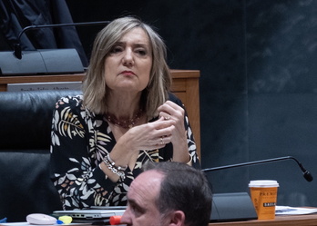 Cristina Ibarrola, durante un pleno del Parlamento de Nafarroa.