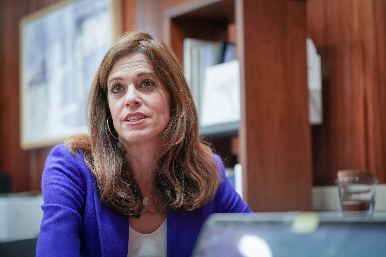 Maider Etxeberria, candidata del PSE, durante la entrevista. (Jaizki FONTANEDA/FOKU)