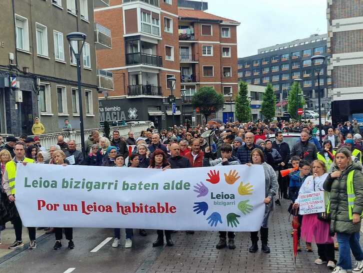 Imagen de la marcha que ha recorrido este domingo las calles de Leioa.