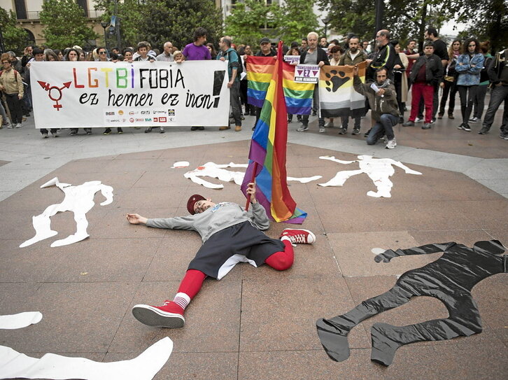 Protesta contra la homofobia en Gasteiz, en una imagen de archivo.