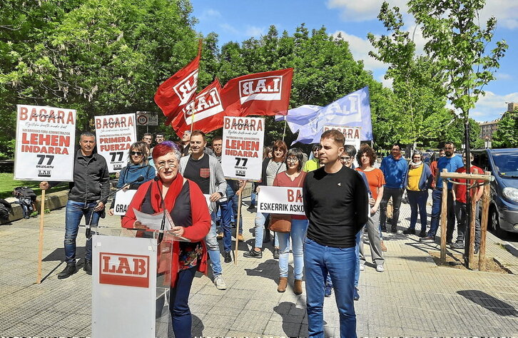 LAB celebró ayer su destacada victoria sindical en la Administración navarra.