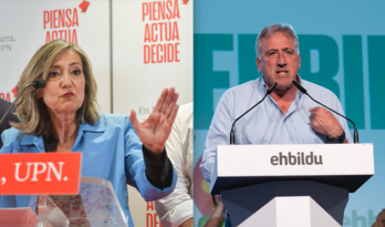 Cristina Ibarrola y Joseba Asiron, en la pasada noche electoral.