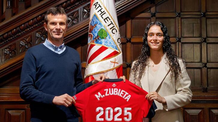 Maite Zubieta eta Jon Uriarte Athleticeko presidentea, gaur Ibaiganen.