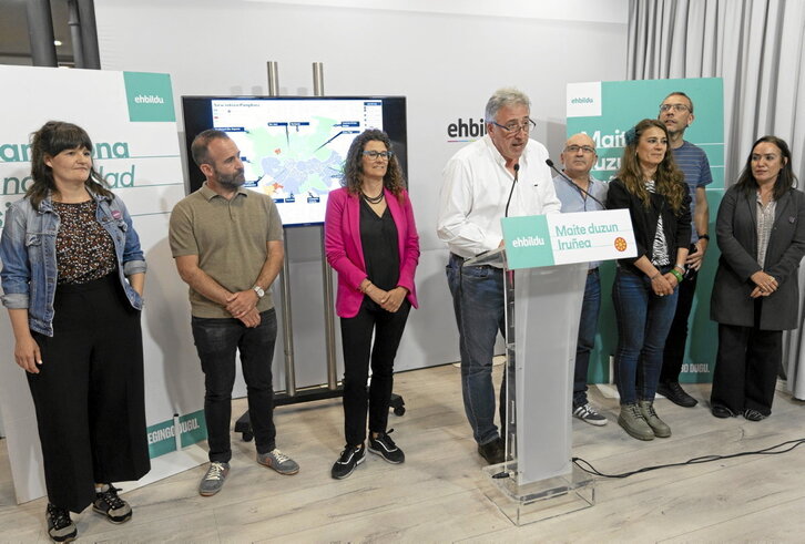 Asiron junto a los otros siete concejales que han salido electos en Iruñea, donde EH Bildu batió su récord de apoyos.