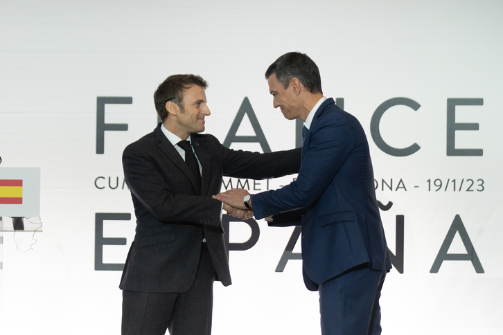 Macron y Sánchez, en Barcelona el pasado mes de enero. 