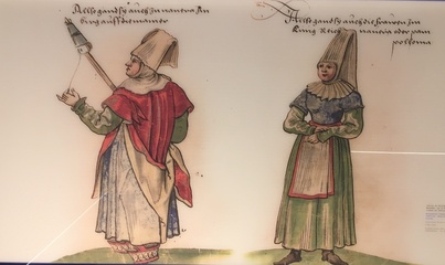 Grabado que muestra a mujeres de Nafarroa entre los años 1530 y 1540.