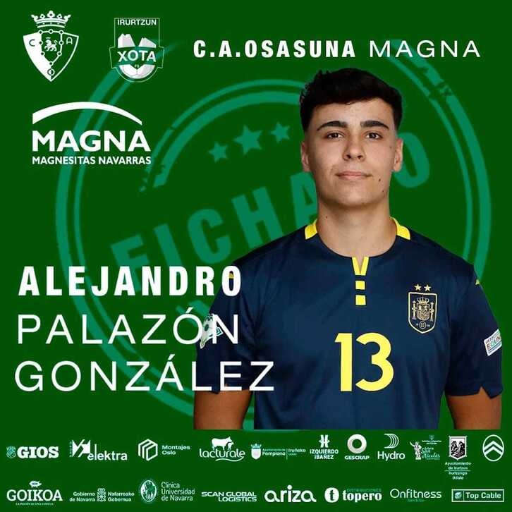 Alejandro Palazón es el primer fichaje de Osasuna Magna de cara a la 2023-24.