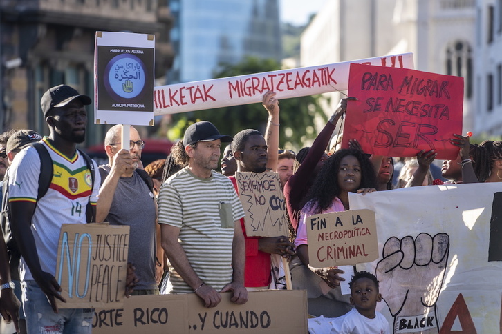 Melillako sarraskiaren aurkako mobilizazio bat Bilbon.