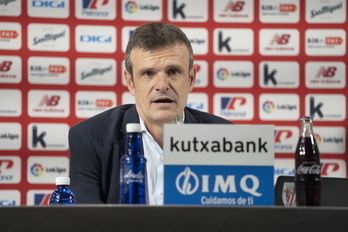 Jon Uriarte, en la rueda de prensa ofrecida para hacer un balance de la temporada.