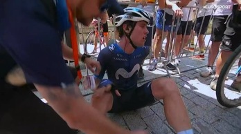 Oier Lazkano, extenuado por el esfuerzo