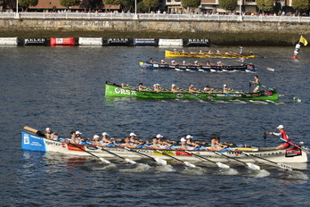 Donostiarra, Hondarribia, Urdaibai eta Orio iaz Sestaon jokatu zen Eusko Label Ligako estropadan.