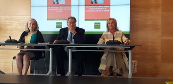 Itziar Barrenkua, Manuel Lezertua e Inmaculada de Miguel, en la presentación del estudio.