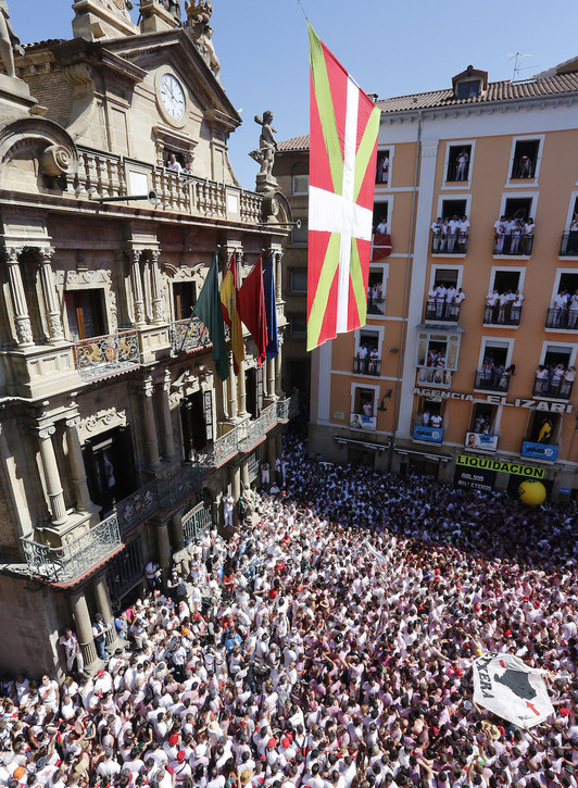 2013ko Sanferminetan inoiz baino presenteago egon zen ikurrina.