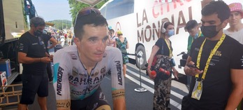 Pello Bilbao à l'arrivée de la troisième étape du Tour de France à Bayonne