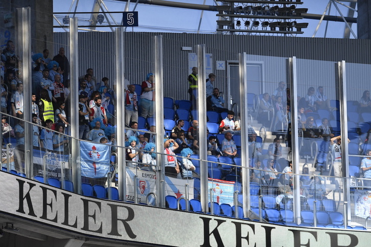 Aficionados del Celta, otro de los equipos que no se ha sumado a la iniciativa, en la grada de Anoeta. 