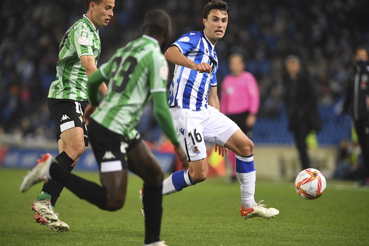 Ander Guevara, en un partido contra el Betis. 