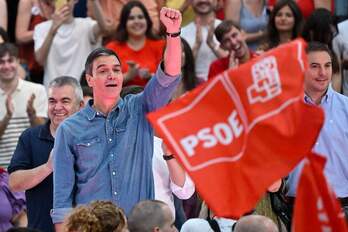 Pedro Sánchez, en el mitin de cierre de campaña del PSOE.
