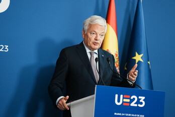 El comisario europeo de Justicia, Didier Reynders, este martes en Bilbo.