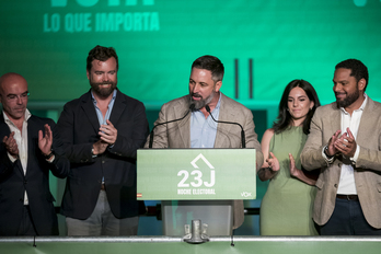 Iván Espinosa de los Monteros y el líder de Vox, Santiago Abascal, en la valoración de los resultados del 23J.