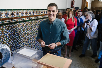 Pedro Sanchez votando el 23 de julio. 