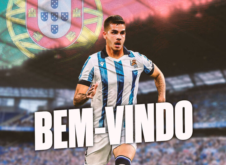 La imagen con que la Real ha anunciado a su nuevo delantero.