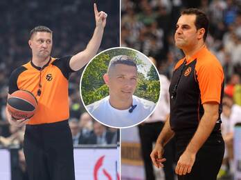 Ryzyk a la izquierda, Koromilas a la derecha y Mykola Ambrosov en el círculo del centro.