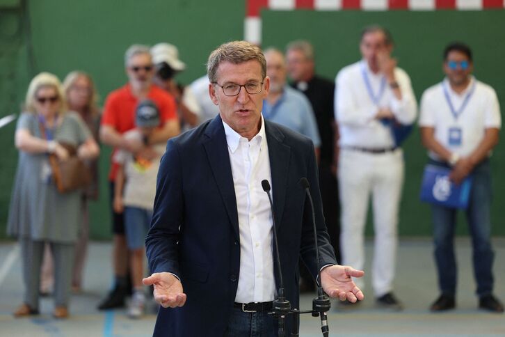 Núñez Feijóo y otros dirigentes de la cúpula del PP, el día después de las elecciones.