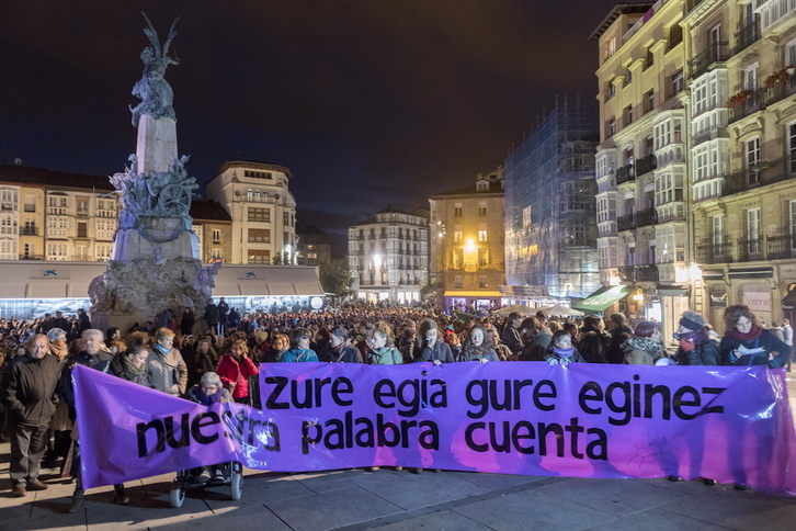 Imagen de archivo de una concentración contra la violencia machista en Gasteiz.