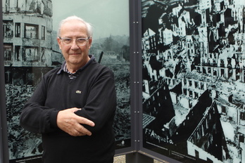 Pablo Díaz durante su visita a Gernika en abril pasado, donde dio su testimonio en una jornadas organizadas en el marco del aniversario del bombardeo.