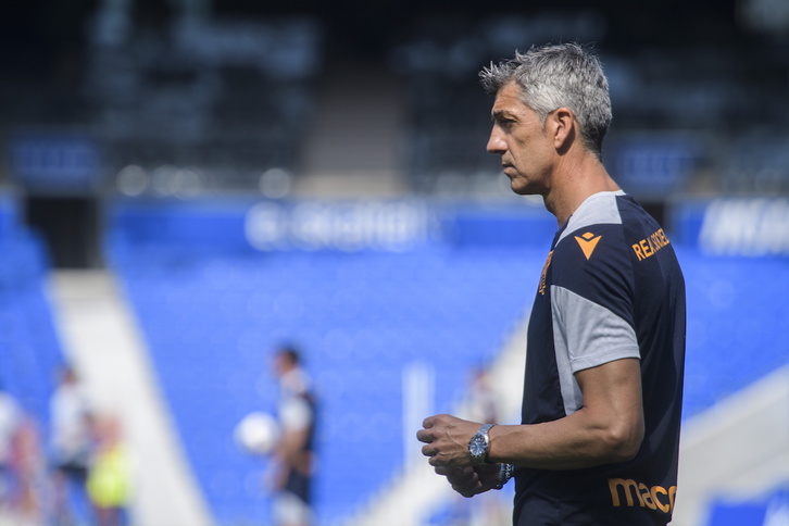 Imanol, en uno de los entrenamientos dirigidos esta pretemporada a su equipo.