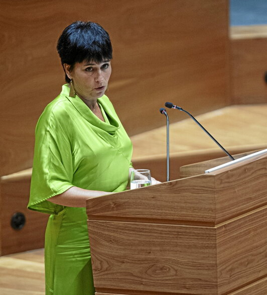 Laura Aznal en el Parlamento navarro, en una imagen de archivo.