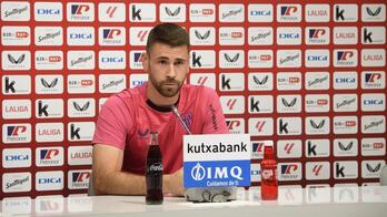 Unai Simón, durante la rueda de prensa de Lezama en semana de derbi ante Osasuna.