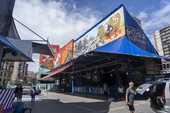 Trasera del Arriaga, donde se situan las txosnas de Kaskagorri, Peña Pa...Ya y Kaixo.