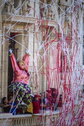 Marijaia, ayer sábado, en la balconada del Arriaga.