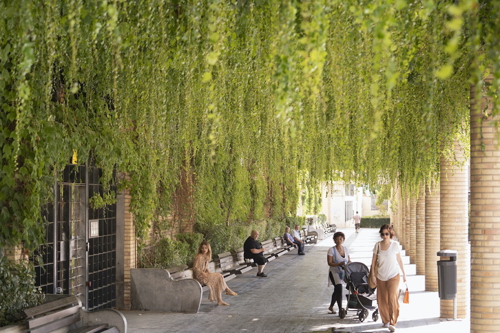 Buscando frescura en Tutera, donde ya se han rozado los 40 grados.